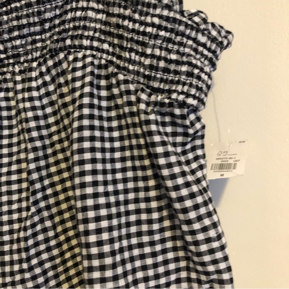 ❤️NWT Old Navy checkered black white ribbon bow boho bohemian embroidered top M - Picture 2 of 4
